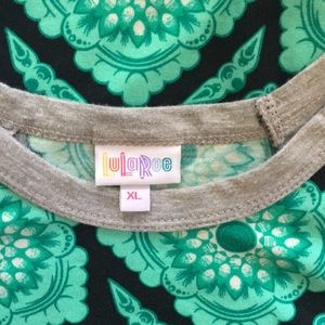 Lularoe Randy XL. Black, mint green print, Gray.